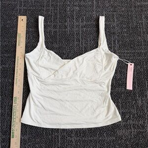 QINSEN Women's V Neck Tank Tops Double Lined Adjustable Strap Camisole Shirt XL